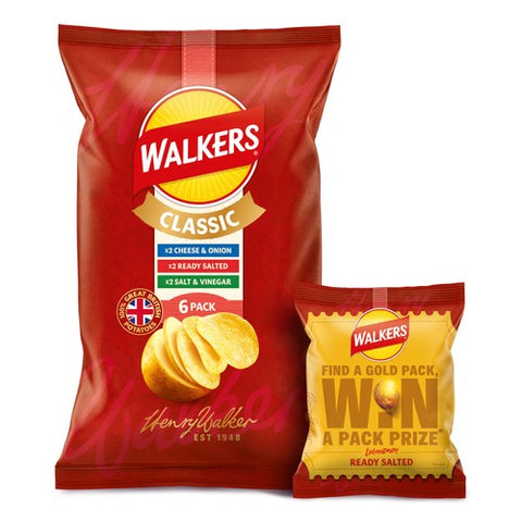 Walkers Classic Variety Multipack Crisps 6 x 24.6g (Pack of 3)