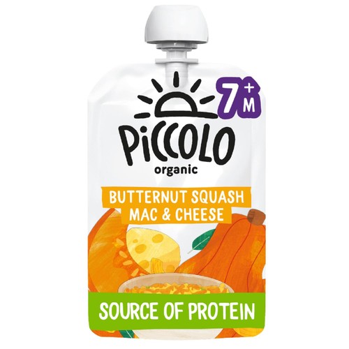 Piccolo Butternut Squash Organic Mac & Cheese Pouch, 7 mths+ 130g (Pack of 3)