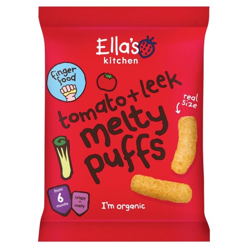 Ella's Kitchen Tomato & Leek Melty Puffs Baby Snack 6+ Months 20g (Pack of 3)