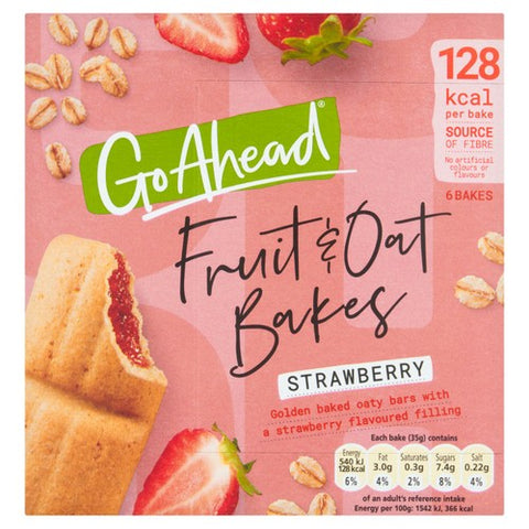 Go Ahead Strawberry Fruit & Oat Bakes Snack Bars Multipack 6 x 35g (Pack of 3)