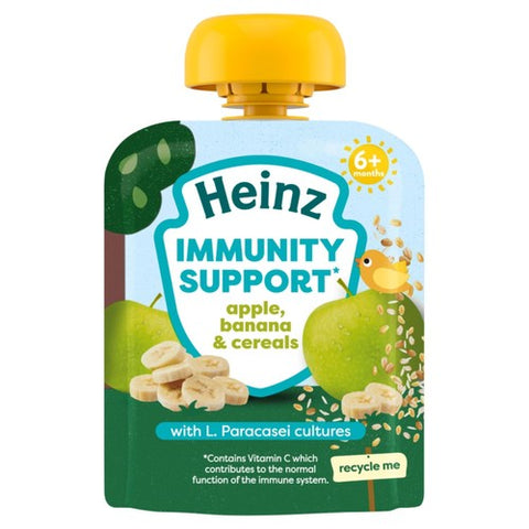 Heinz Immunity Support Baby Pouches, Apple, Banana & Cereals 6m+ 85g (Pack of 3)