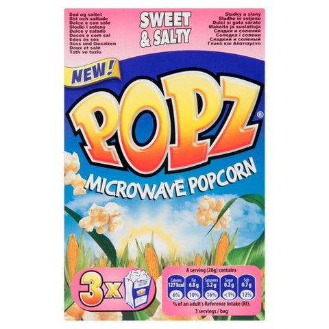 Popz Sweet & Salty Microwave Popcorn 3 x 85g (Pack of 3)