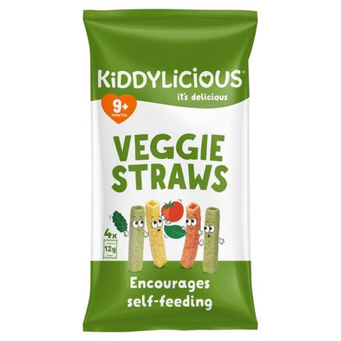 Kiddylicious Veggie Straws Baby Snacks Multi 4 x 12g (Pack of 3)
