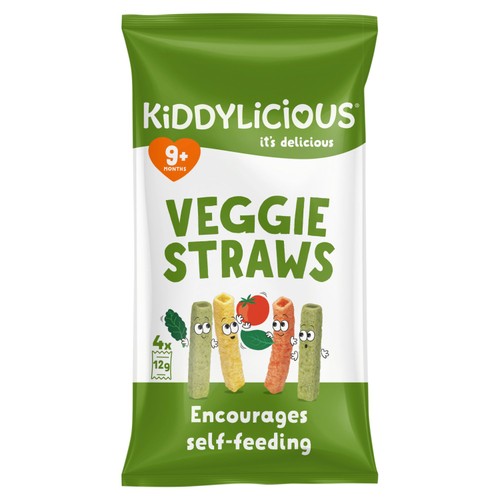 Kiddylicious Veggie Straws Baby Snacks Multi 4 x 12g (Pack of 3)
