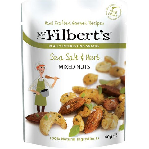 Mr Filberts Sea Salt Herb Mixed Nuts Almonds, Peanuts Cashews 40g (Pack 3)