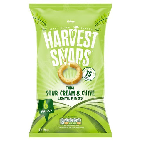 Harvest Snaps Lentil Ring Sour Cream Chive Multipack Snacks 6 x 17g (Pack 6)