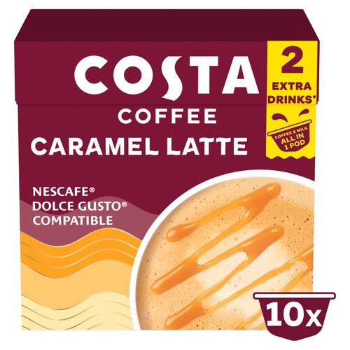 Costa Coffee Nescafe Dolce Gusto Caramel Latte, 10 pods pack (Pack 3)