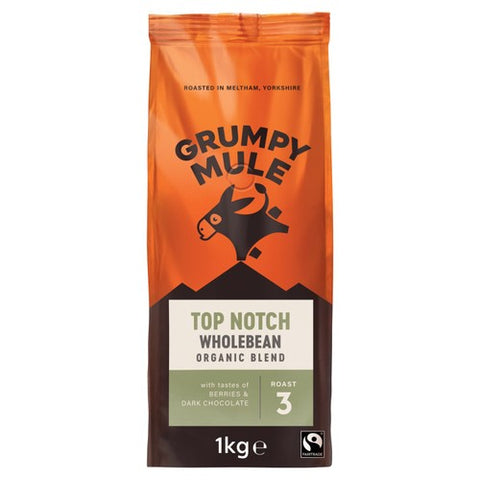 Grumpy Mule Top Notch Organic Coffee Beans 1kg (Pack of 2)