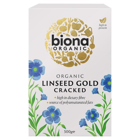 Biona Organic Cracked Linseed Gold 500g (Pack of 3)