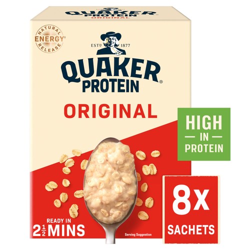 Quaker Oats High Protein Original Porridge Sachets 8 x 37.7g (Pack of 3)