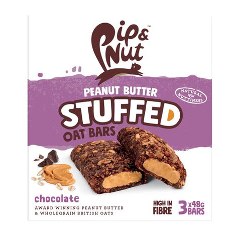 Pip & Nut Peanut Butter Stuffed Oat Bar Chocolate 3 x 48g (Pack of 3)