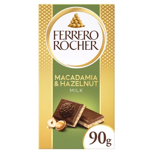 Ferrero Rocher Milk Chocolate with Hazelnut & Macadamia Bar 90g (Pack of 3)
