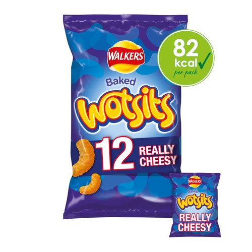 Walkers Wotsits Really Cheesy Multipack Snacks Crisps 12x16.5g (Pack of 3)