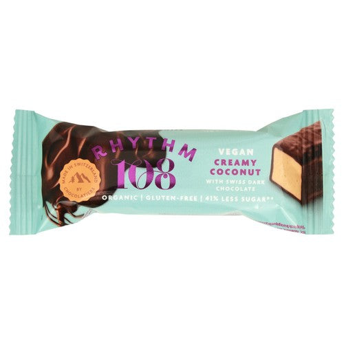 Rhythm 108 Swiss Vegan Creamy Coconut Bar with Dark Chocolate 33g (Pack of 3)