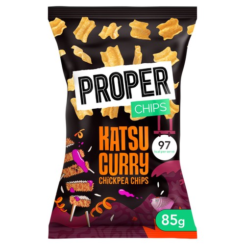 PROPER Chips Katsu Curry Chickpea Chips 85g (Pack of 6)
