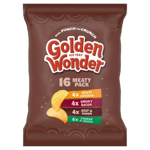 Golden Wonder Meaty Crisps Multipack 16 x 25g (Pack of 6)