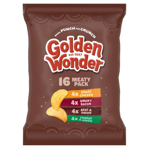 Golden Wonder Meaty Crisps Multipack 16 x 25g (Pack of 6)