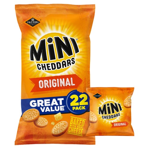 Jacob's Mini Cheddars Original Multipack Snacks 22 x 23g (Pack of 3)