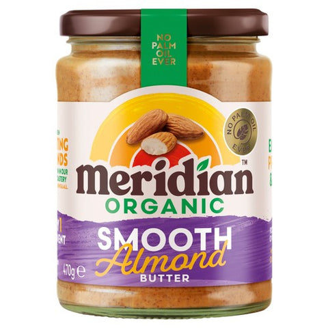Meridian Organic Smooth Almond Butter 100% 470g (Pack of 3)