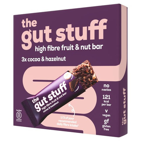 The Gut Stuff Cocoa and Hazelnut bars 3 x 35g (Pack of 3)