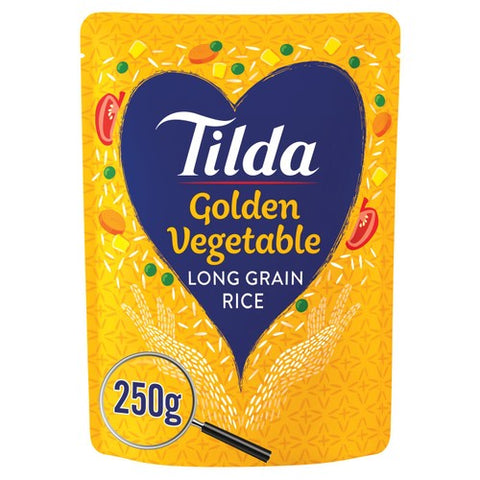 Tilda Microwave Golden Vegetable Long Grain Rice 250g (Pack of 2)