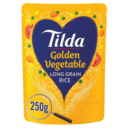 Tilda Microwave Golden Vegetable Long Grain Rice 250g (Pack of 2)