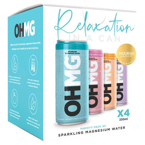 OHMG Variety sparkling magnesium water 4 x 330ml (Pack of 2)