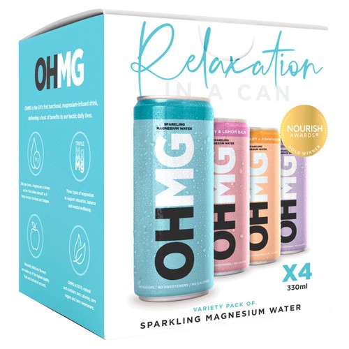 OHMG Variety sparkling magnesium water 4 x 330ml (Pack of 2)