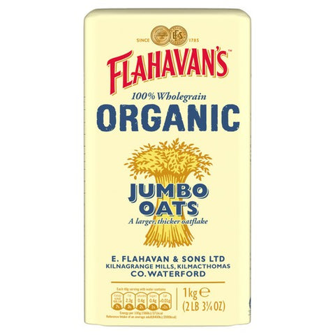Flahavan's Organic Jumbo Oats 1kg (Pack of 3)