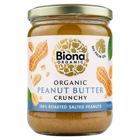 Biona Organic Peanut Butter Crunchy 500g (Pack of 2)