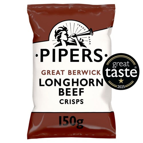 Pipers Great Berwick Longhorn Beef Sharing Bag Crisps 150g (Pack of 3)