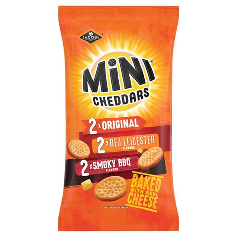Jacob's Mini Cheddars Variety Multipack Baked Snacks 6 x 23g (Pack of 3)