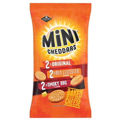 Jacob's Mini Cheddars Variety Multipack Baked Snacks 6 x 23g (Pack of 3)