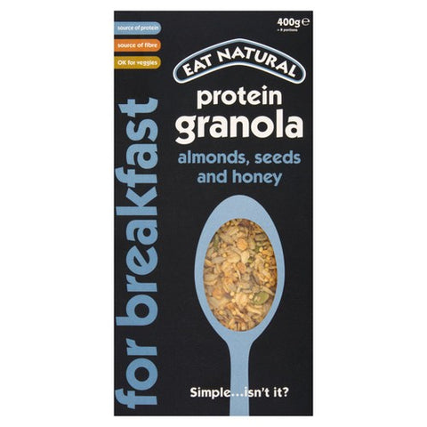 Eat Natural Protein Granola Almonds, Seeds & Honey 400g (Pack of 3)