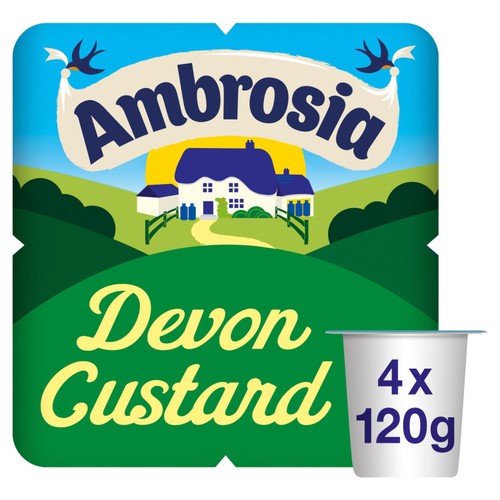 Ambrosia Devon Custard Dessert Snack Pots 4 x 120g (Pack of 2)