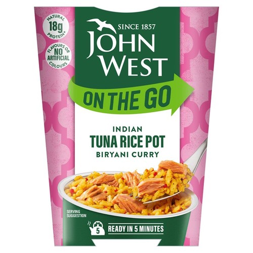 John West On The Go Indian Biryani Curry Tuna Rice Pot 120g (Pack of 2)