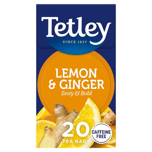 Tetley Herbal Zingy Lemon & Ginger Tea Bags 20's (Pack of 3)