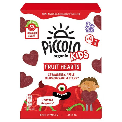 Piccolo Organic Kids Fruit Hearts Strawberry, Apple, 4 x 15g (Pack 2)