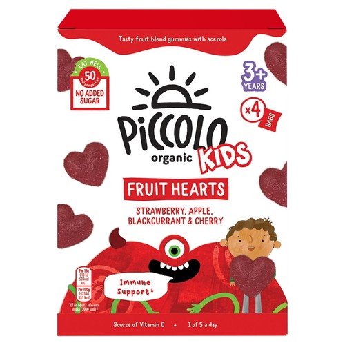 Piccolo Organic Kids Fruit Hearts Strawberry, Apple, 4 x 15g (Pack 2)