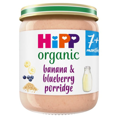 HiPP Organic Banana Blueberry Porridge Baby Food Jar 7+ Months 160g (Pack 3)