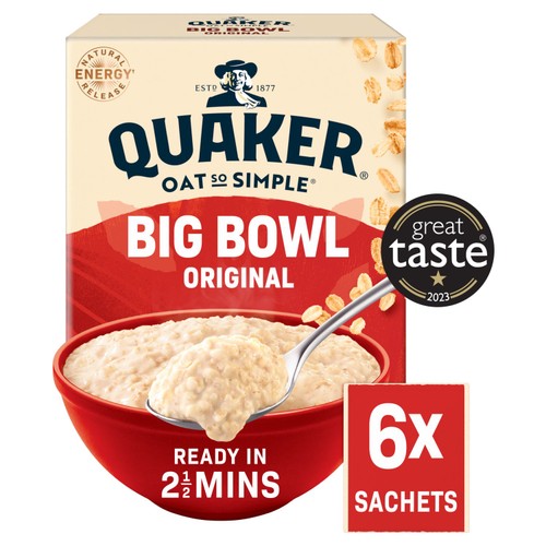 Quaker Oat So Simple Big Bowl Original Cereal 6 x 38.5g (Pack 3)