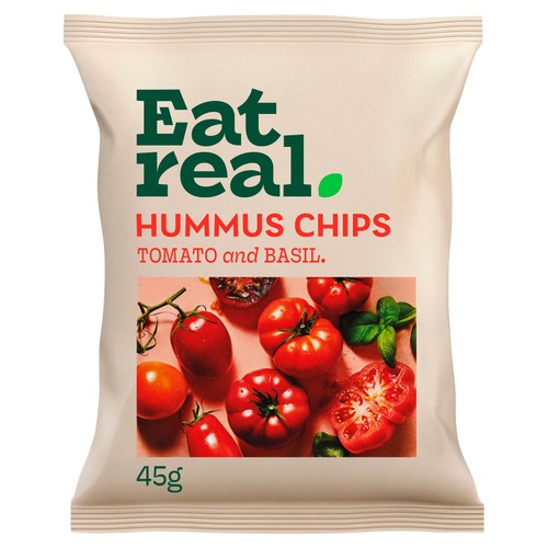 Eat Real Hummus Tomato & Basil Chips 45g (Pack of 6)