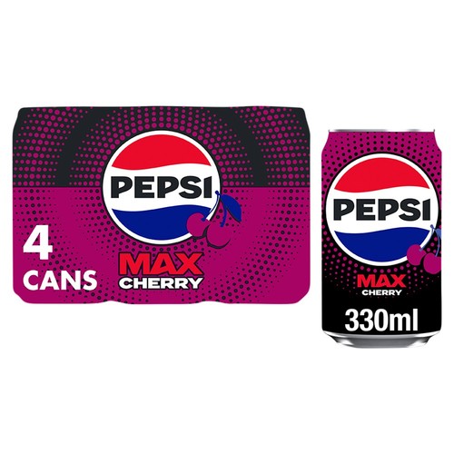 Pepsi Max Cherry 4 x 330ml (Pack of 2)