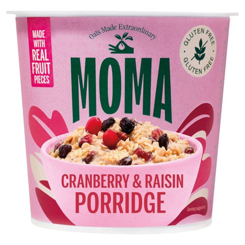 MOMA Gluten Free  Cranberry & Raisin Jumbo Oat Porridge Pot 70g (Pack of 3)
