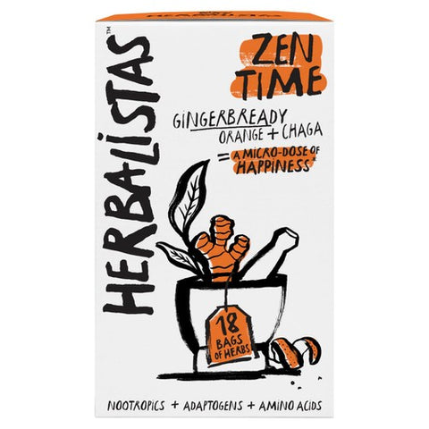 Herbalistas Zen Time Herbal Tea with Gingerbread, Orange Chaga 18's (Pack 3)