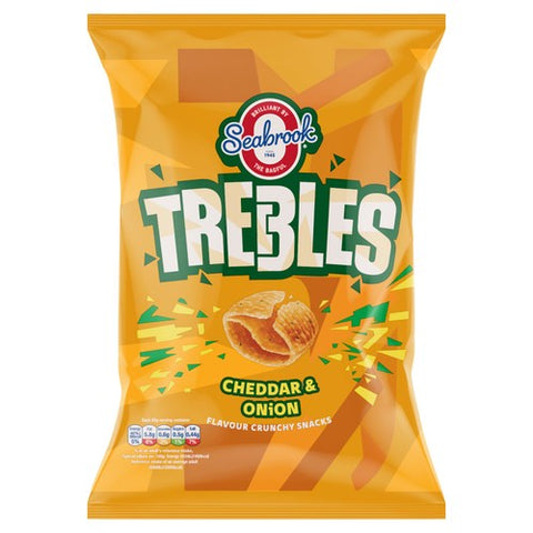 Seabrook Trebles Cheddar & Onion Sharing Bag 120g (Pack of 3)