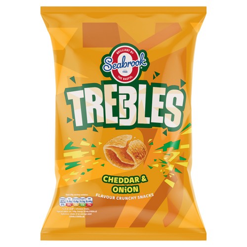 Seabrook Trebles Cheddar & Onion Sharing Bag 120g (Pack of 3)