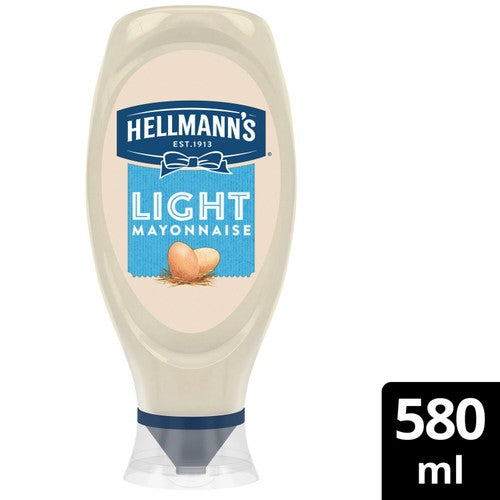Hellmanns Light Squeezy Mayonnaise 580ml (Pack of 2)