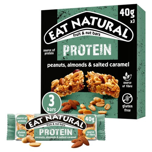 Eat Natural Protein Packed Salted Caramel & Peanuts Bars 3 x 40g (Pack of 3)