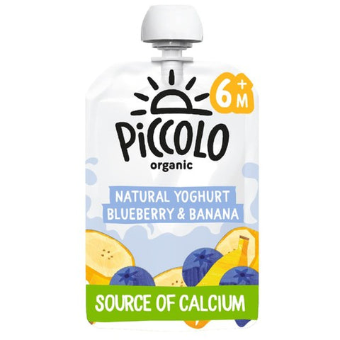 Piccolo Natural Yoghurt Blueberry & Banana Organic Pouch 6mths+ 100g (Pack of 2)